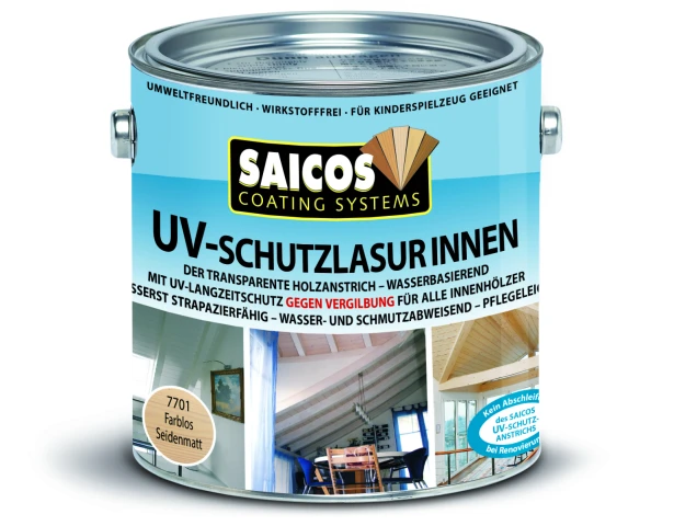 Interiérová olejová lazura Saicos UV-Innenlasur, 2,5 l